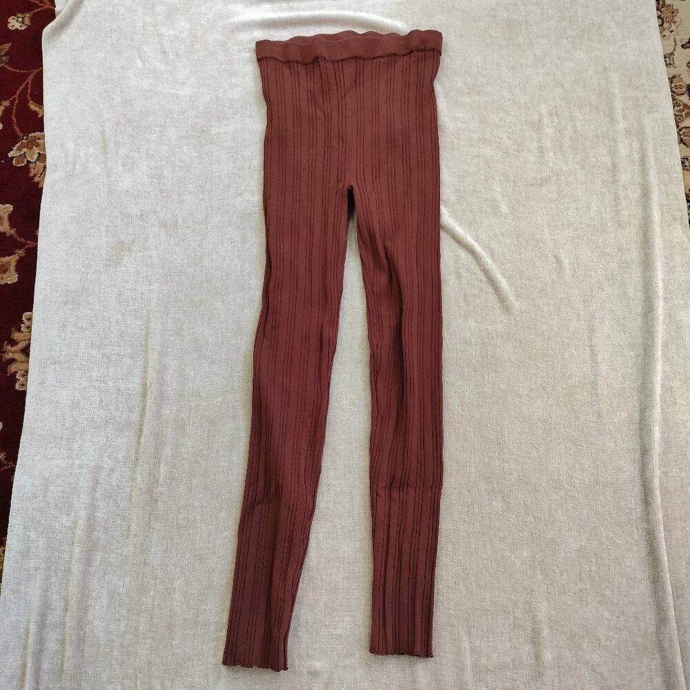 Hera Collection Burnt Orange Toffee High Waisted Ribbed Leggings Size Large